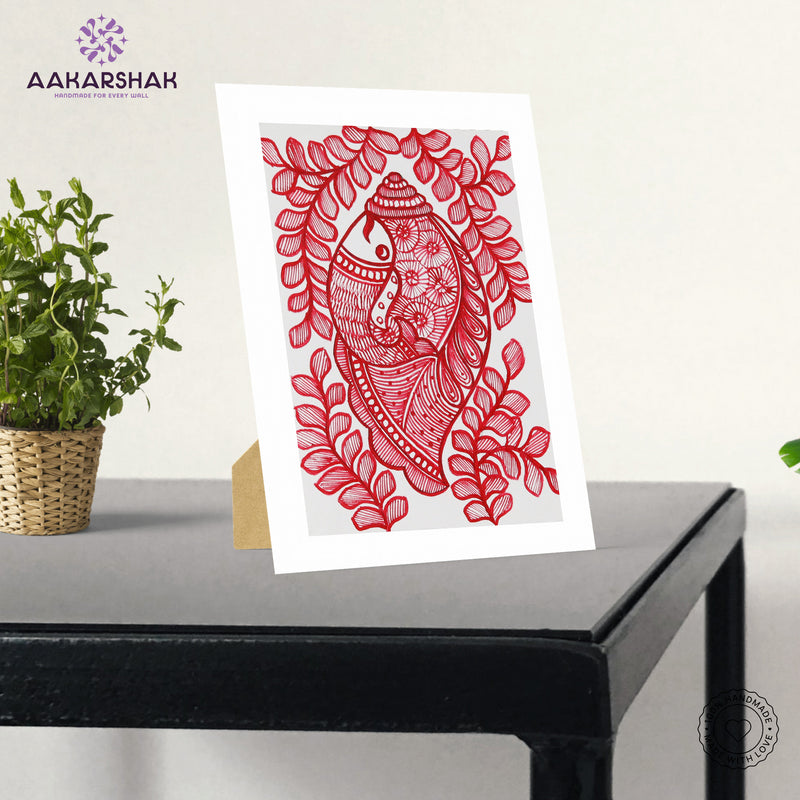 vibrant handmade madhubani painting-depicting indian folk traditions