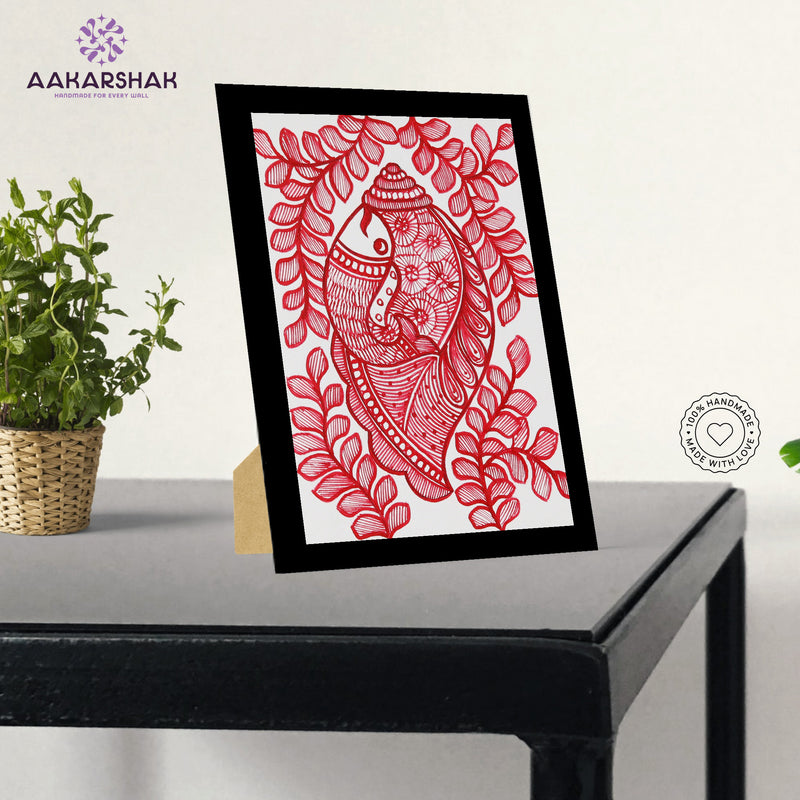 vibrant handmade madhubani painting-depicting indian folk traditions