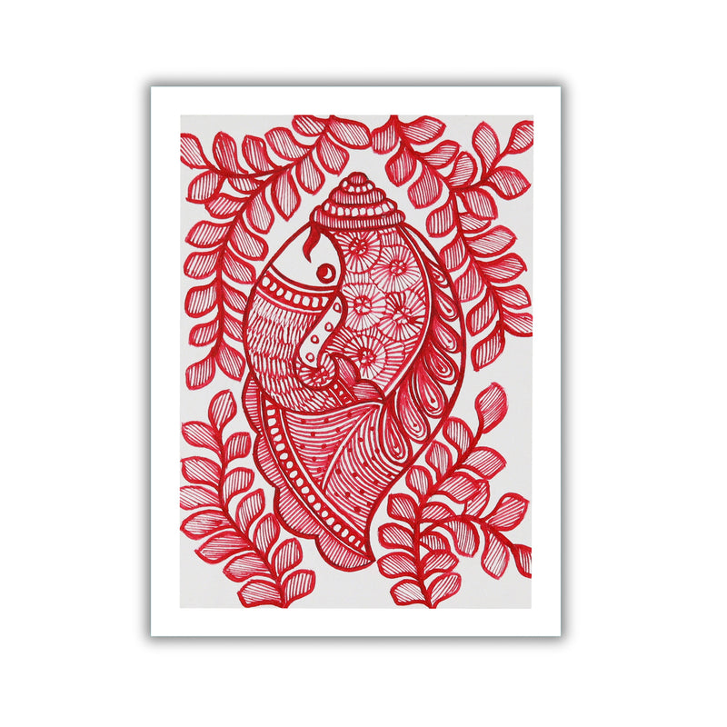 handmade madhubani painting shankha-in vibrant traditional folk art style