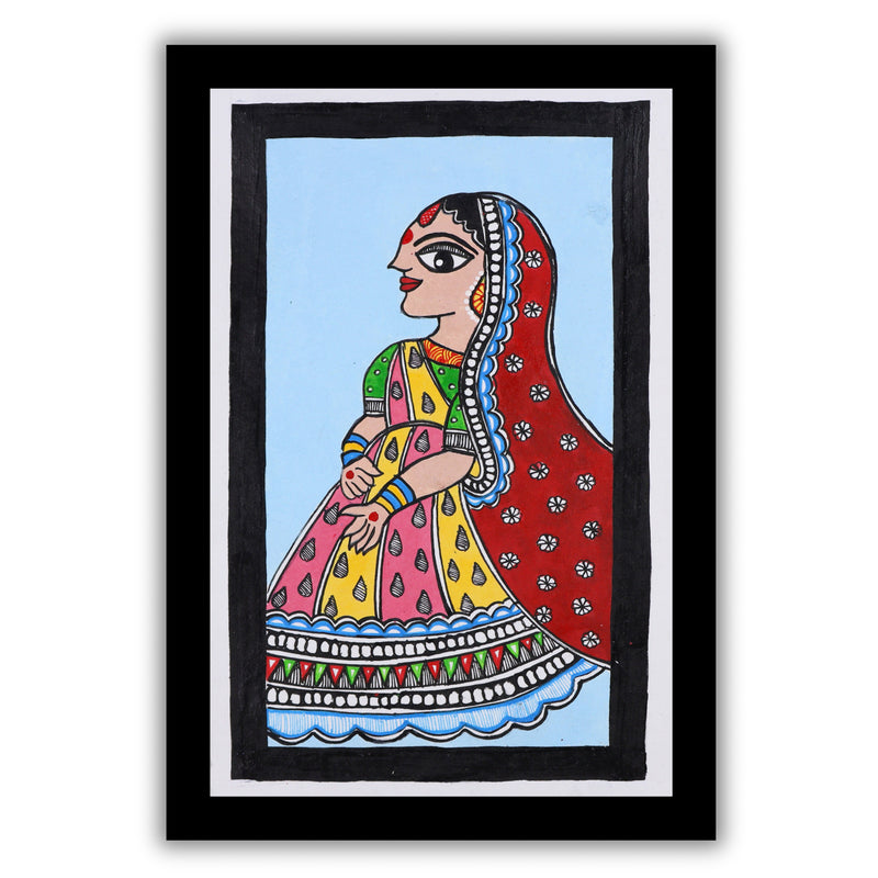 handmade madhubani painting painting Sita-in vibrant traditional folk art style