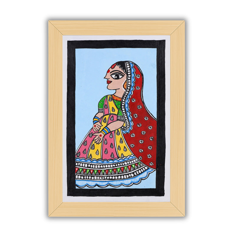 handmade madhubani painting painting Sita-in vibrant traditional folk art style