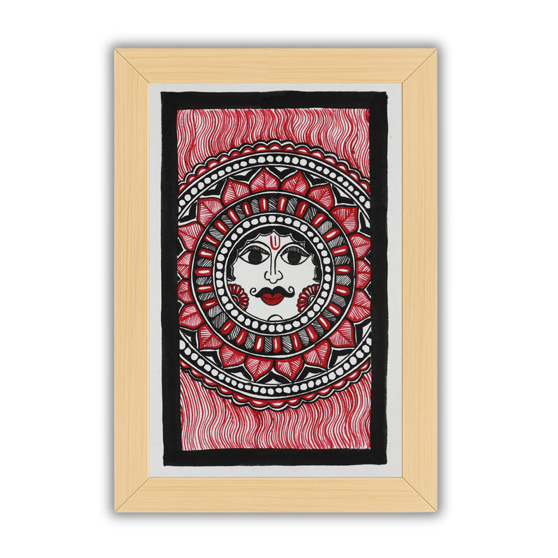 handmade madhubani painting painting sun-in vibrant traditional folk art style