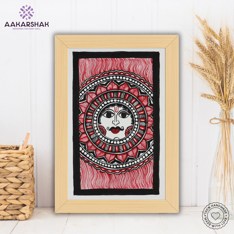 handmade madhubani painting sun painting-with tabletop stand for home decor