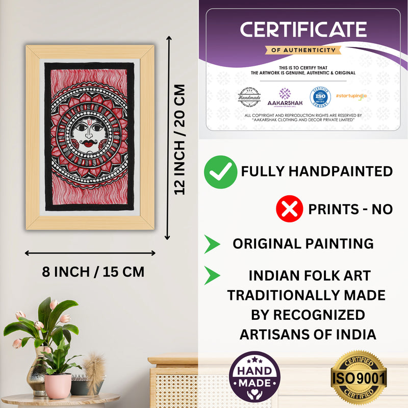 handmade iso certified-sun madhubani painting