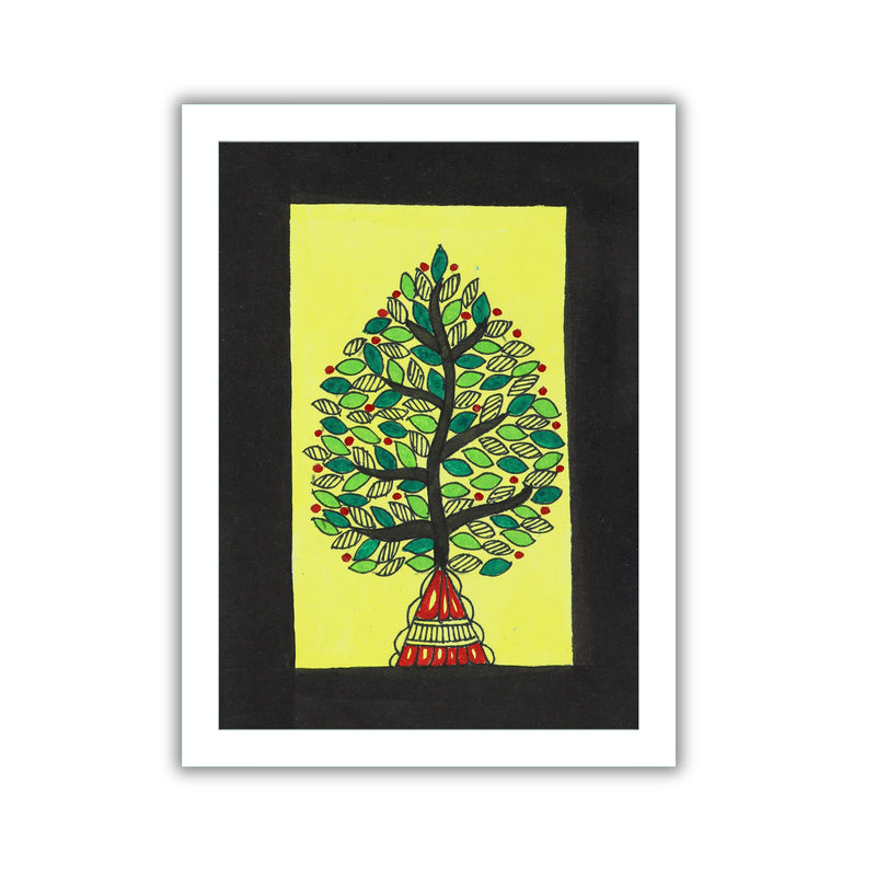 handmade madhubani painting flower-in vibrant traditional folk art style