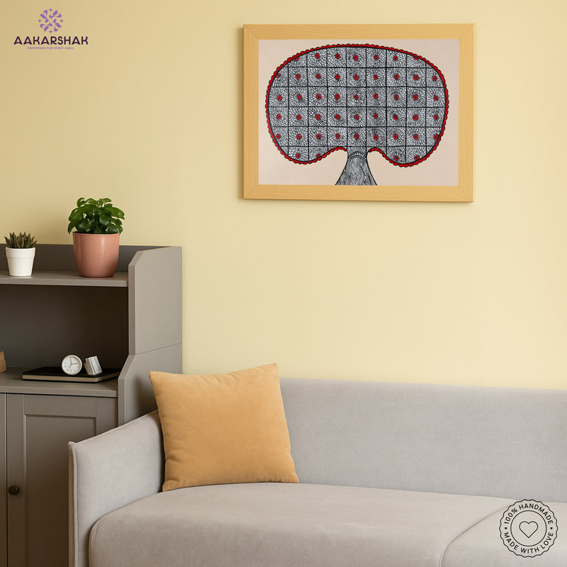 vibrant handmade tree of life painting-depicting indian folk traditions