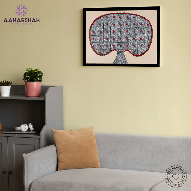 vibrant handmade tree of life painting-depicting indian folk traditions