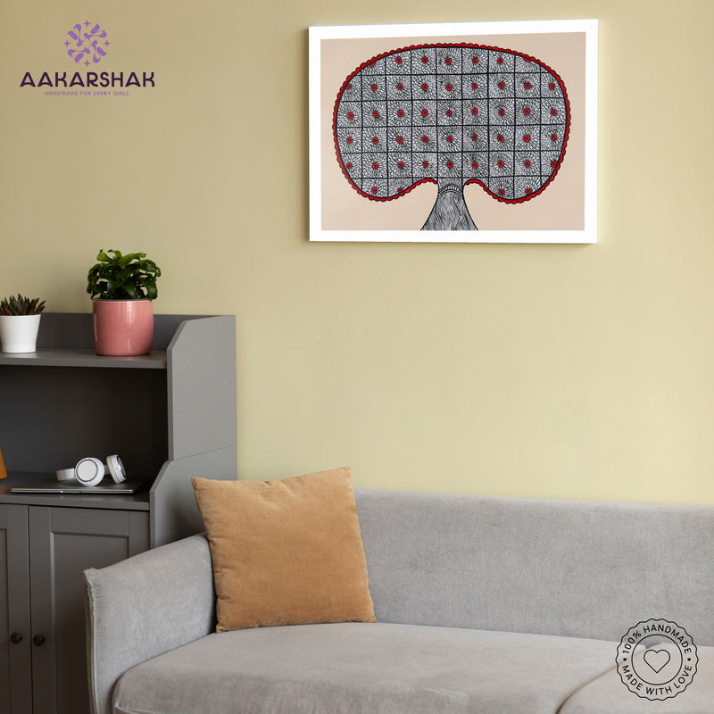 vibrant handmade tree of life painting-depicting indian folk traditions