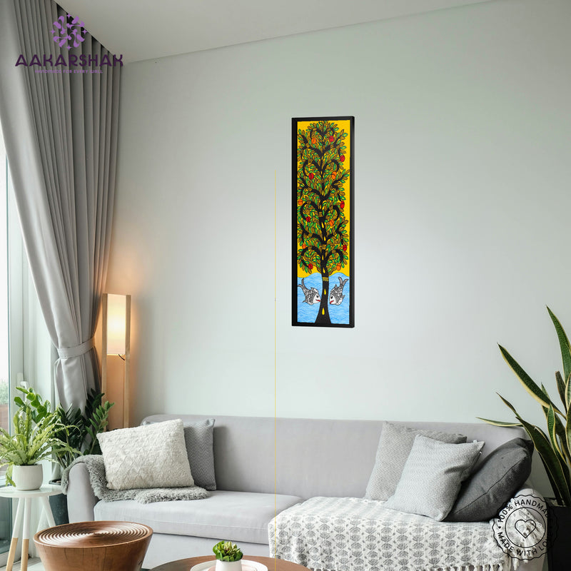 vibrant handmade tree of life painting-depicting indian folk traditions