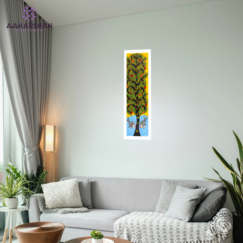 vibrant handmade tree of life painting-depicting indian folk traditions