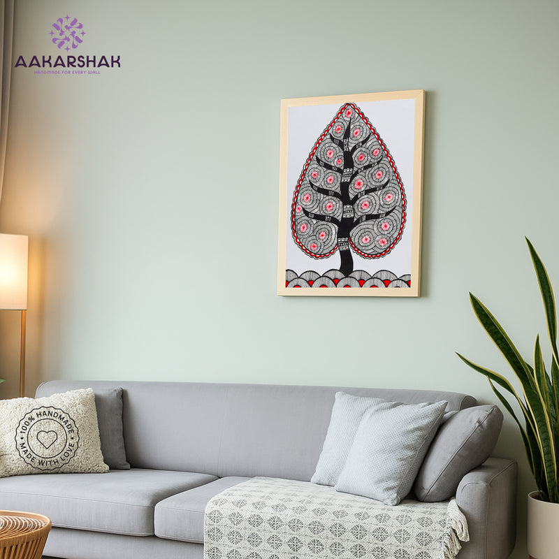 vibrant handmade tree of life painting-depicting indian folk traditions