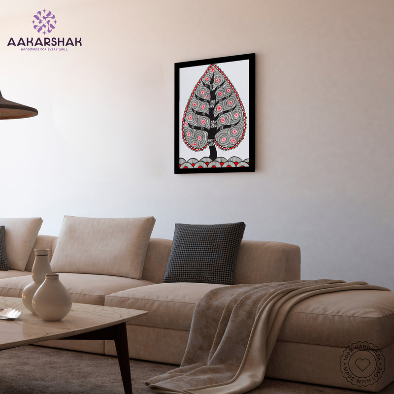 vibrant handmade tree of life painting-depicting indian folk traditions