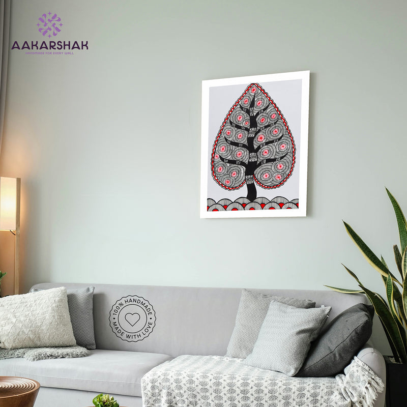 vibrant handmade tree of life painting-depicting indian folk traditions