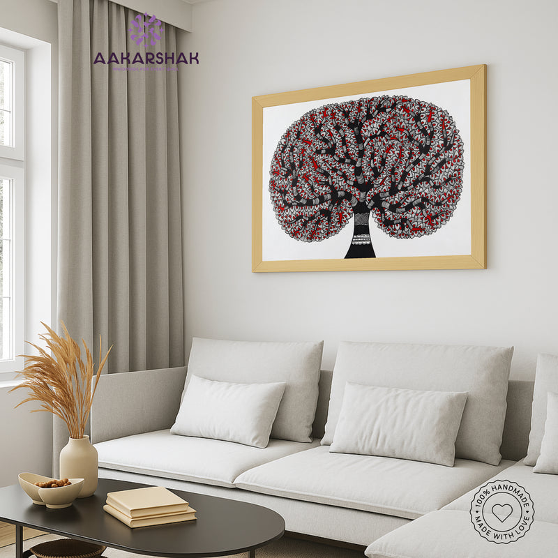 Handmade Tree of life Madhubani Painting Wall Decor 17x24