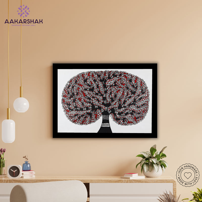Handmade Tree of life Madhubani Painting Wall Decor 17x24