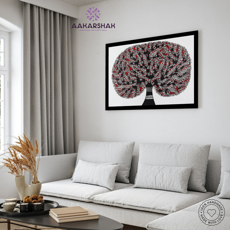 Handmade Tree of life Madhubani Painting Wall Decor 17x24