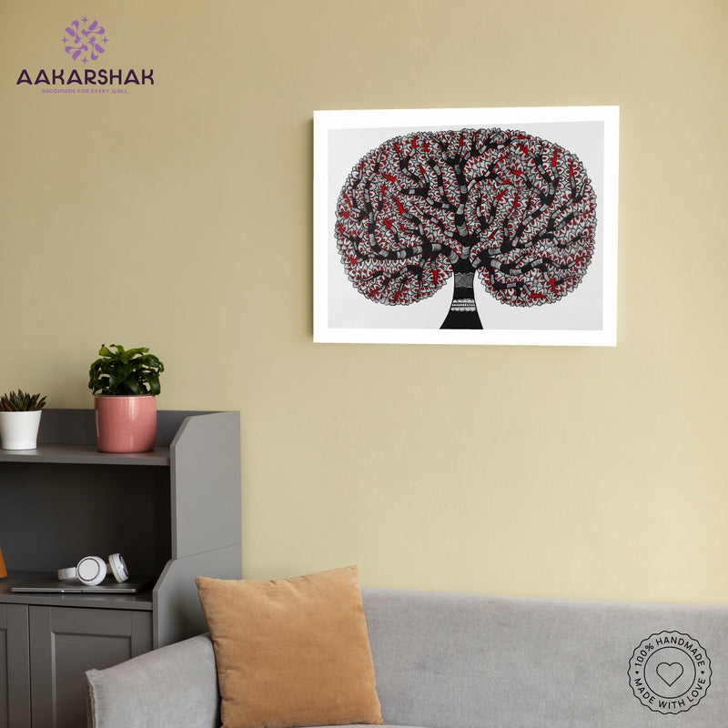 Handmade Tree of life Madhubani Painting Wall Decor 17x24