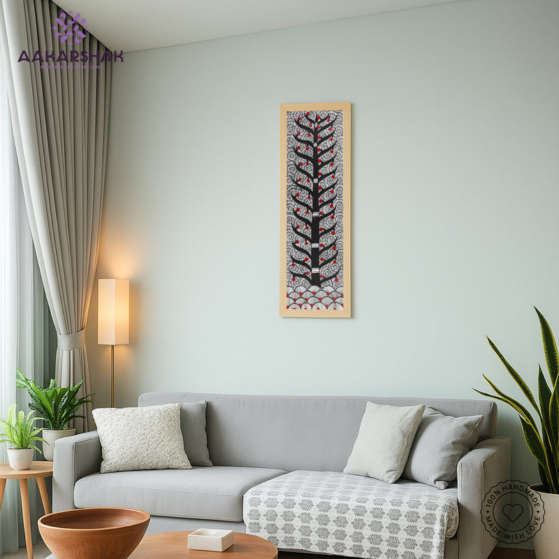 vibrant handmade tree of life painting-depicting indian folk traditions