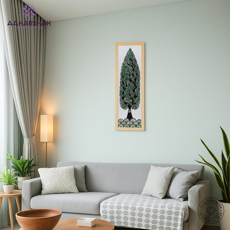 vibrant handmade tree of life painting-depicting indian folk traditions