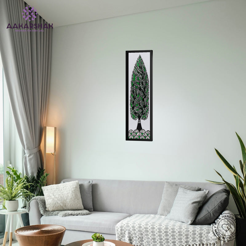 vibrant handmade tree of life painting-depicting indian folk traditions