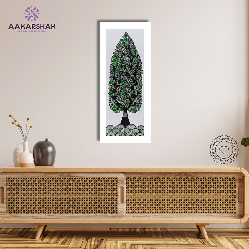 Framed artwork with tree of life design -handmade madhubani painting for home decor