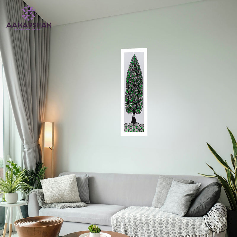 vibrant handmade tree of life painting-depicting indian folk traditions