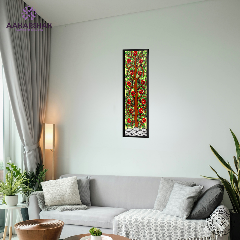 vibrant handmade tree of life painting-depicting indian folk traditions
