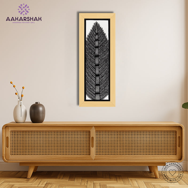 Framed artwork with tree of life design -handmade madhubani painting for home decor