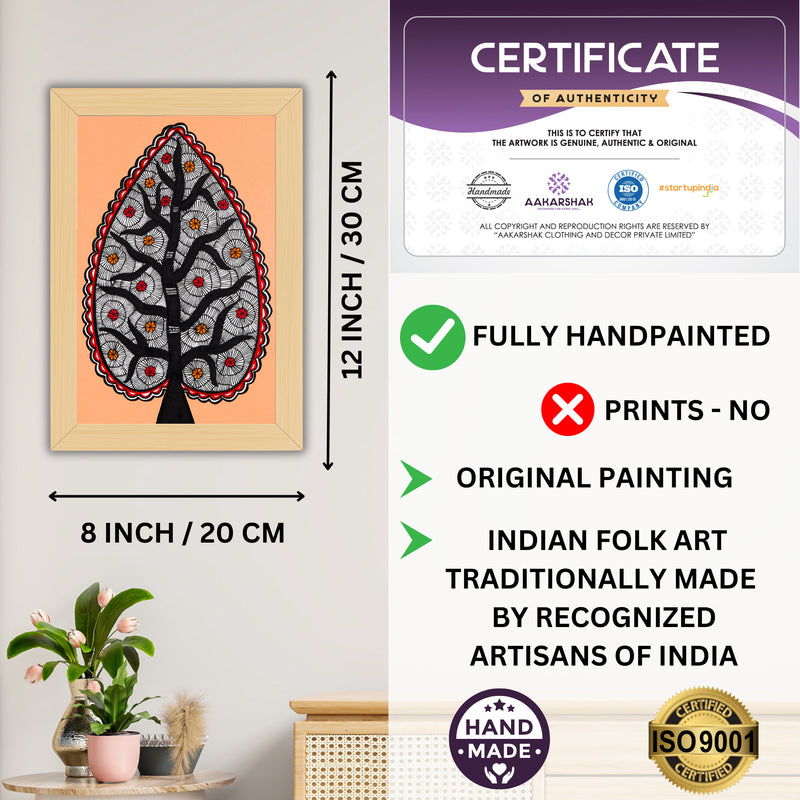 Decorative handmade art with dimensions and authenticity certificate -iso certified tree of life madhubani