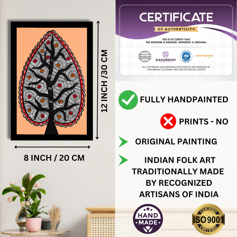 Decorative handmade art with dimensions and authenticity certificate -iso certified tree of life madhubani