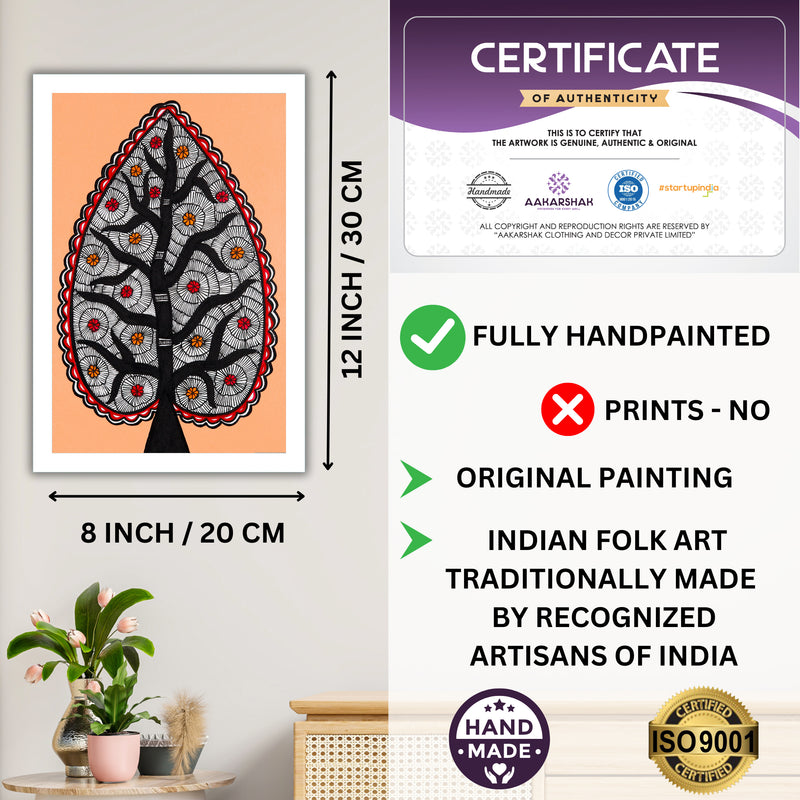 Decorative handmade art with dimensions and authenticity certificate -iso certified tree of life madhubani