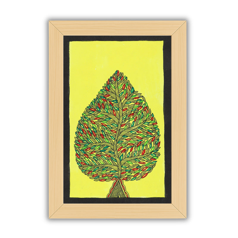 handmade madhubani painting painting tree of life-in vibrant traditional folk art style