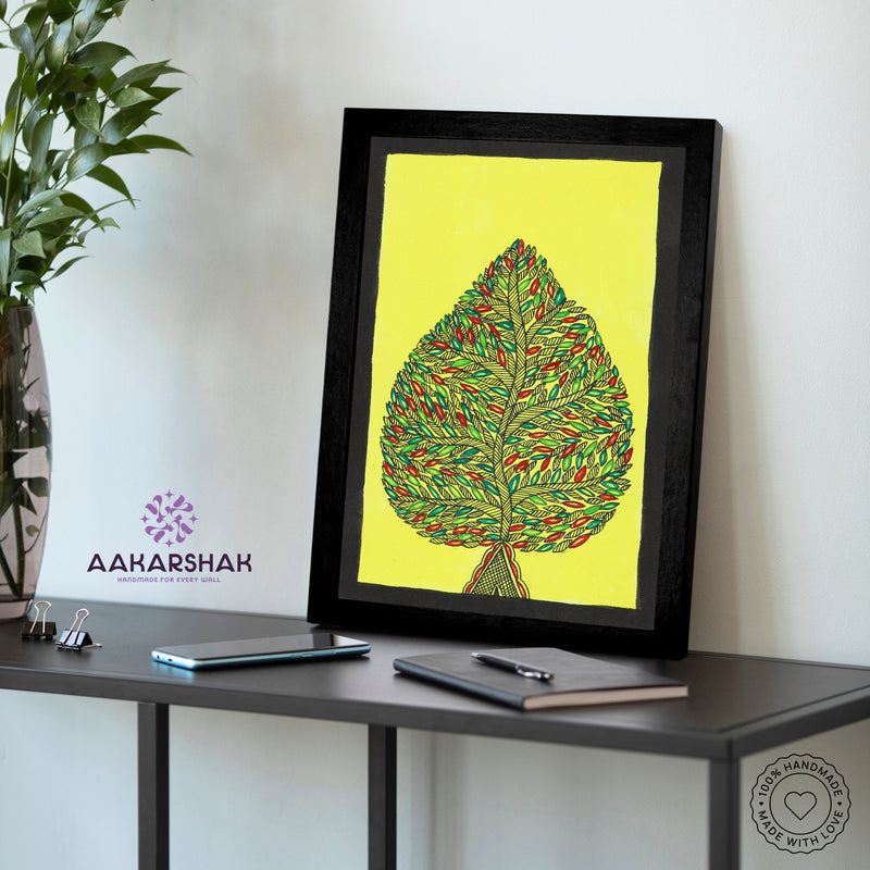 vibrant handmade tree of life painting-depicting indian folk traditions