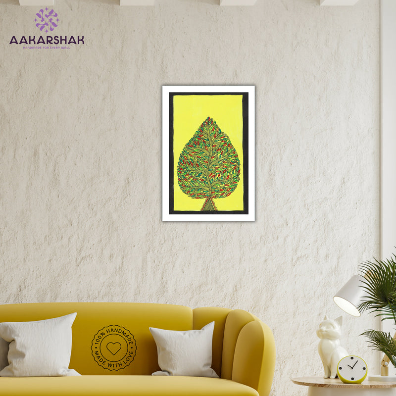 vibrant handmade tree of life painting-depicting indian folk traditions