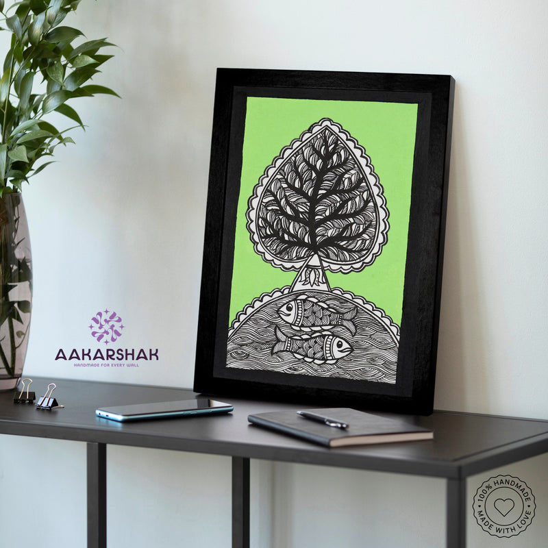 vibrant handmade tree of life painting-depicting indian folk traditions