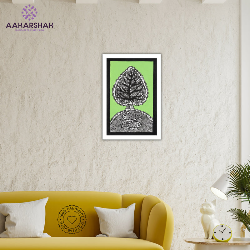 vibrant handmade tree of life painting-depicting indian folk traditions