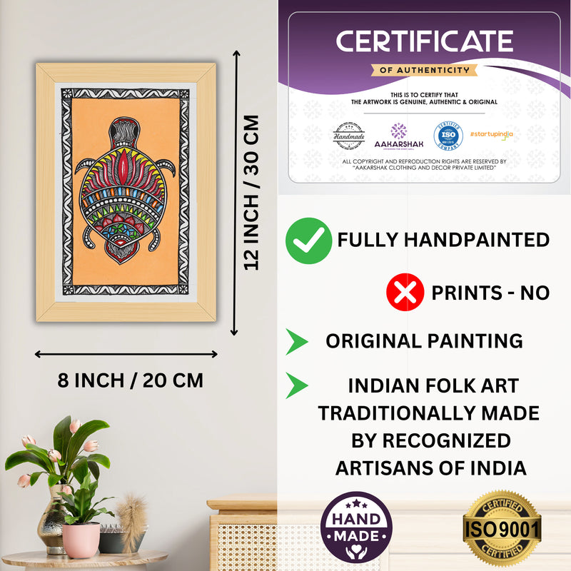 handmade iso certified-turtle madhubani painting