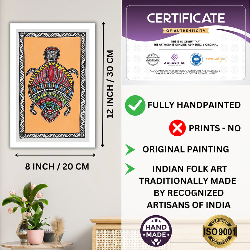 handmade iso certified-turtle madhubani painting