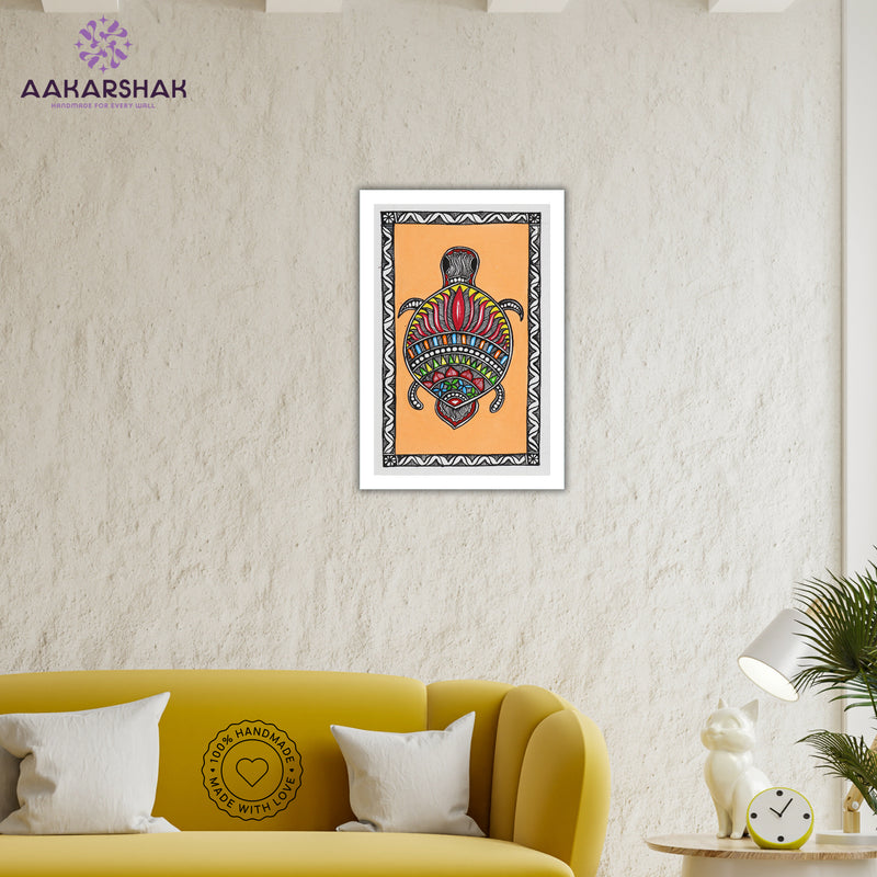 vibrant handmade turtle painting-depicting indian folk traditions