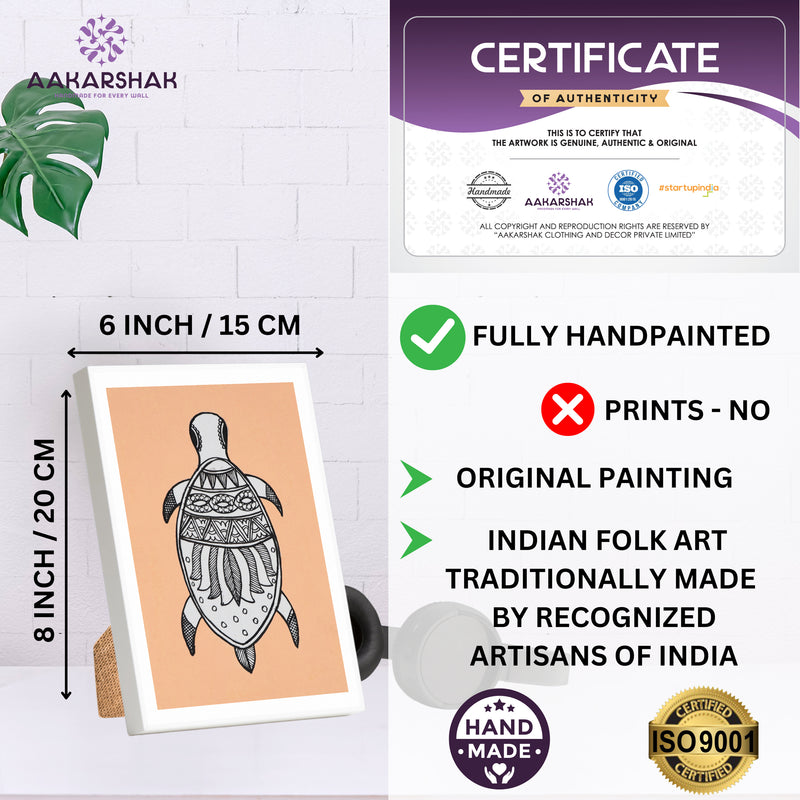 handmade iso certified-madhubani turtle painting