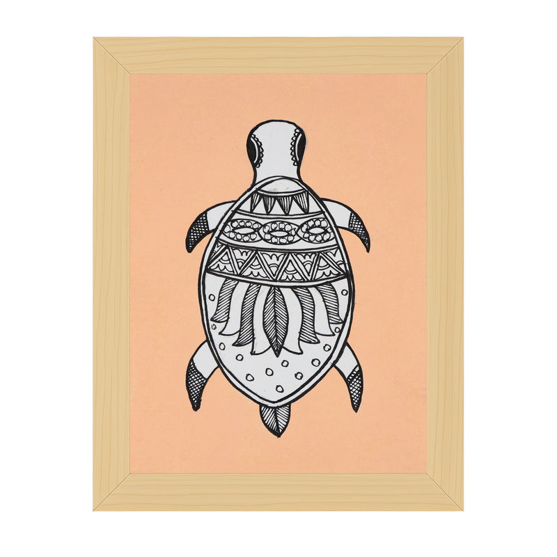 handmade madhubani painting turtle-in vibrant traditional folk art style