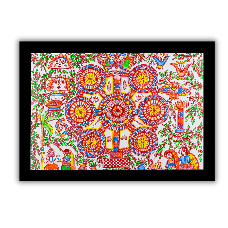 Handmade Kobhar Madhubani Painting Wall Decor 17x24