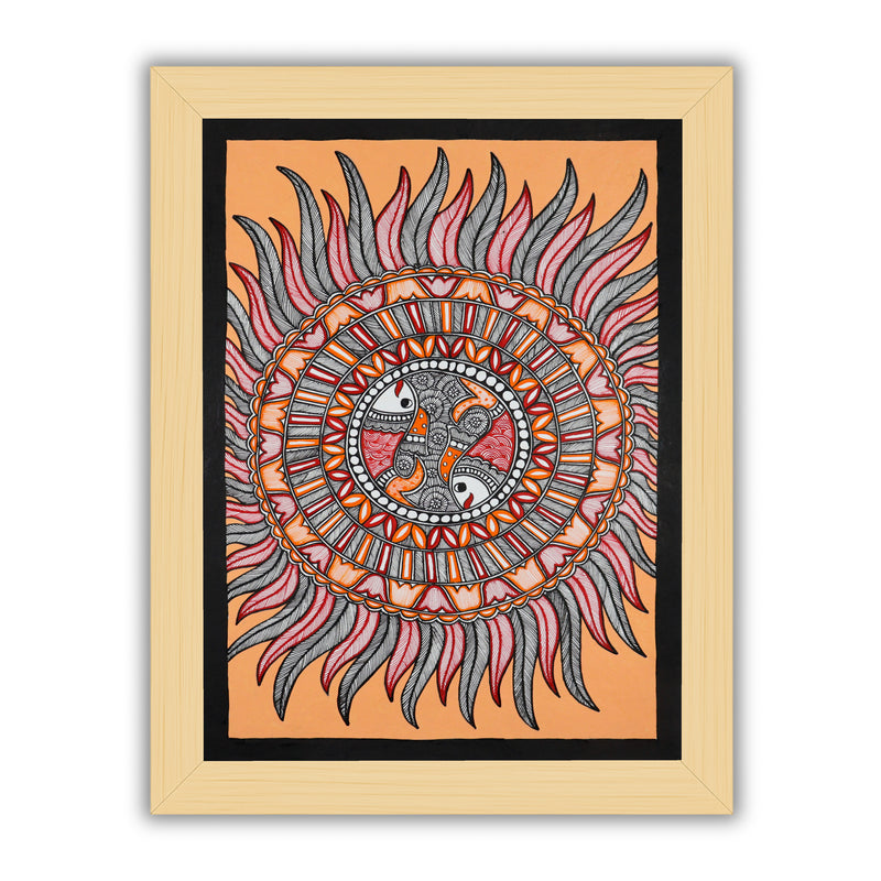 Handmade Madhubani art Fish Painting Wall Decor 17x24 Inch