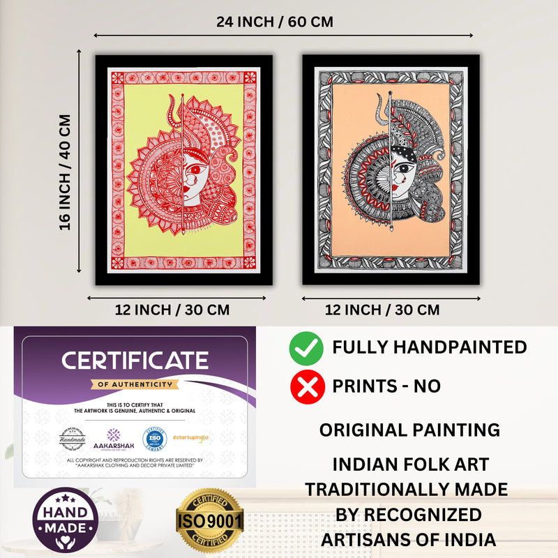 Handmade Madhubani Painting Set of 2 – Durga 12x16