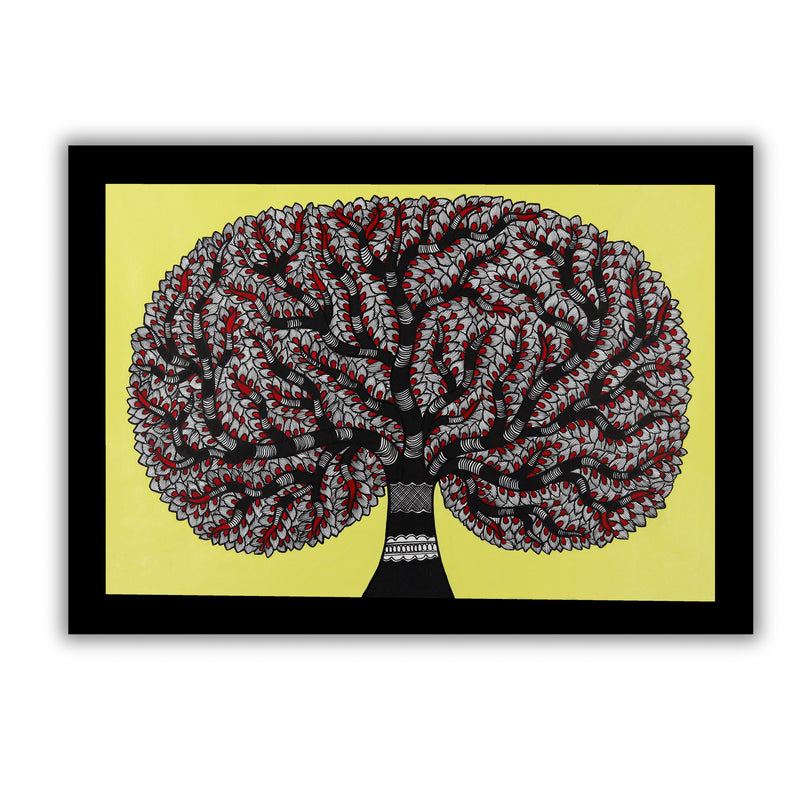 Handmade Tree of life Madhubani Painting Wall Decor 17x24