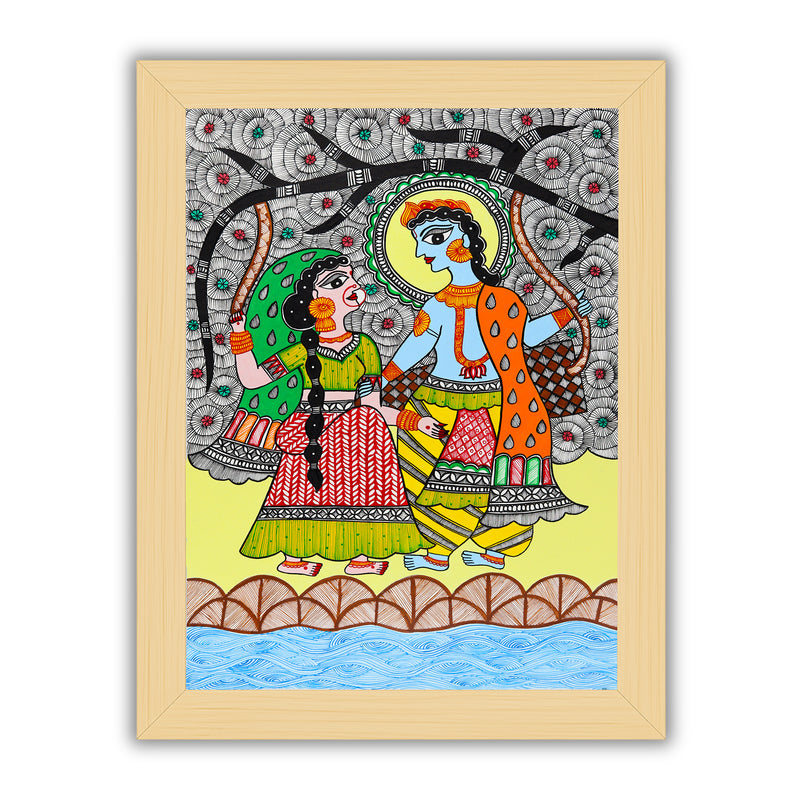 Handmade Radha Krishna Madhubani Painting Wall Decor 17x24