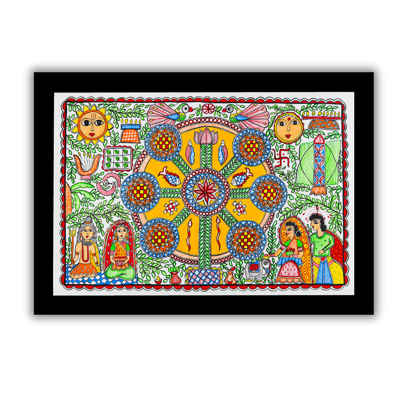 Handmade Kobhar Madhubani Painting Wall Decor 17x24
