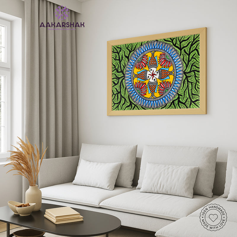 Handmade Fish Madhubani Painting Wall Decor 17x24