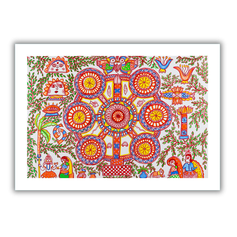 Handmade Kobhar Madhubani Painting Wall Decor 17x24