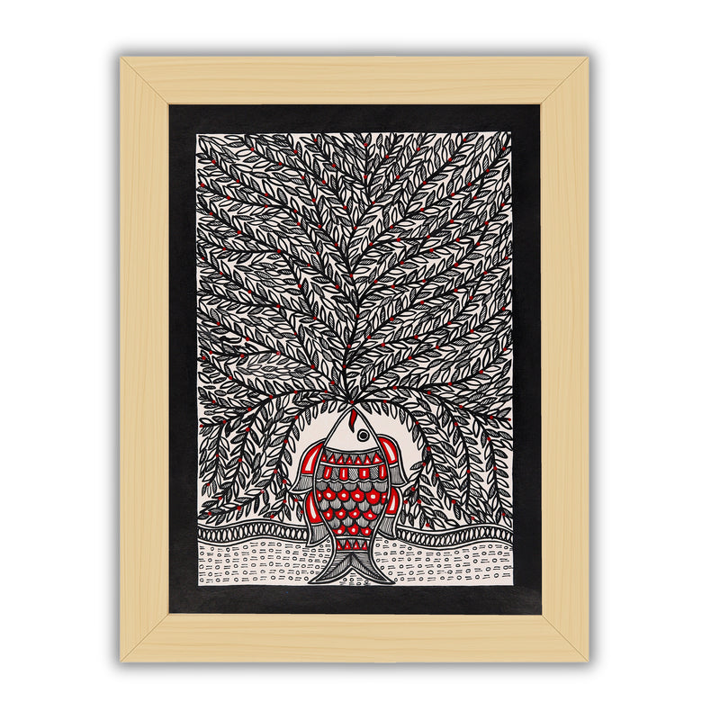 Handmade Tree of life Madhubani Painting Wall Decor 12x16
